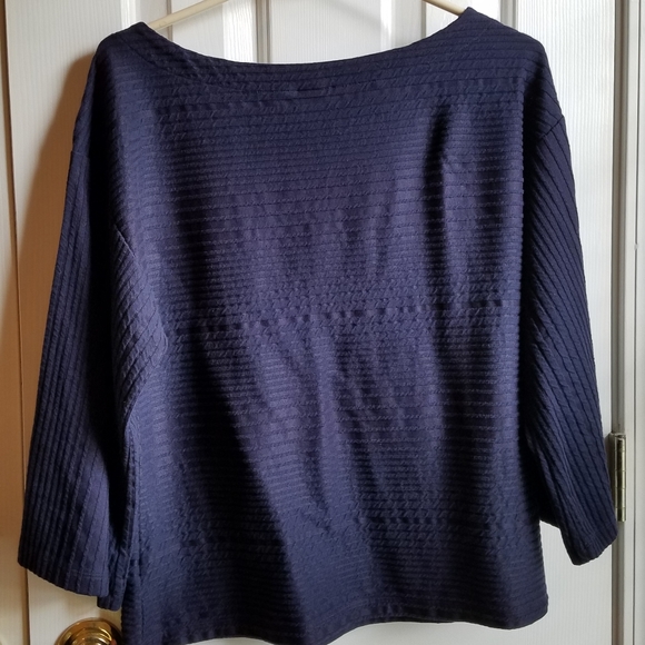 Gap Navy Blue Bell Sleeve Textured Blouse - Picture 4 of 5